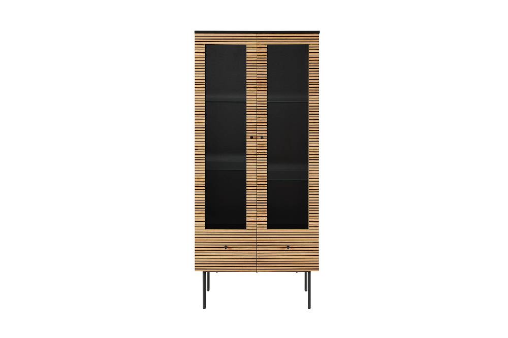 Salesfever Vitrine 2-türig Eiche Echtholzfurnier Melvin Lagerräumung