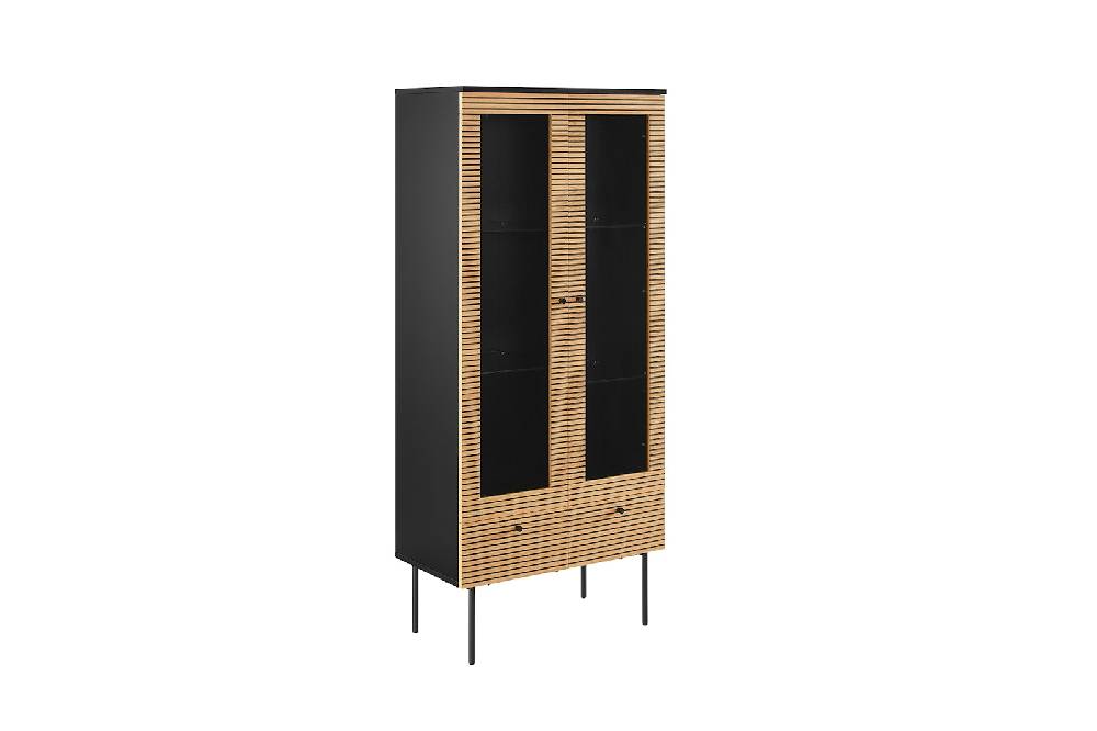 Salesfever Vitrine 2-türig Eiche Echtholzfurnier Melvin Lagerräumung