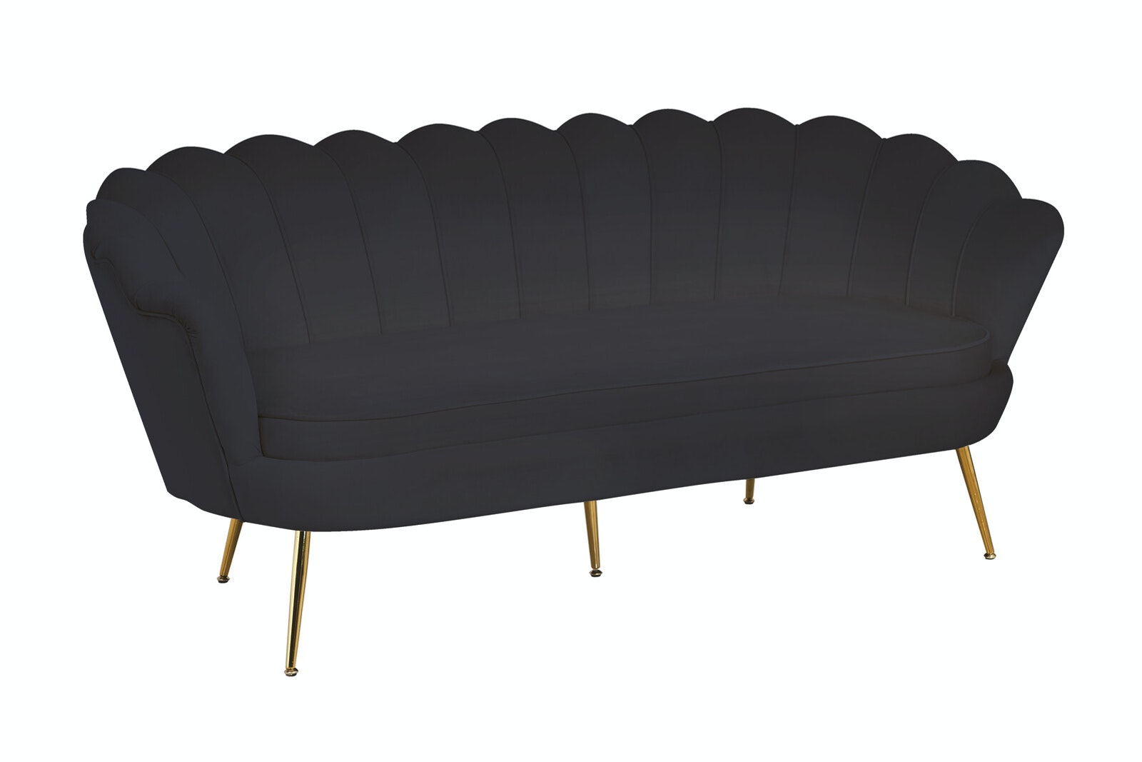 Salesfever Muschelsofa Schwarz 3-Sitzer aus Samt Arielle Outlet