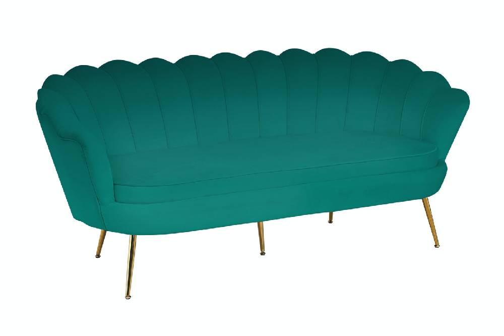 Salesfever Muschelsofa Grün 3-Sitzer aus Samt Arielle Auslauf