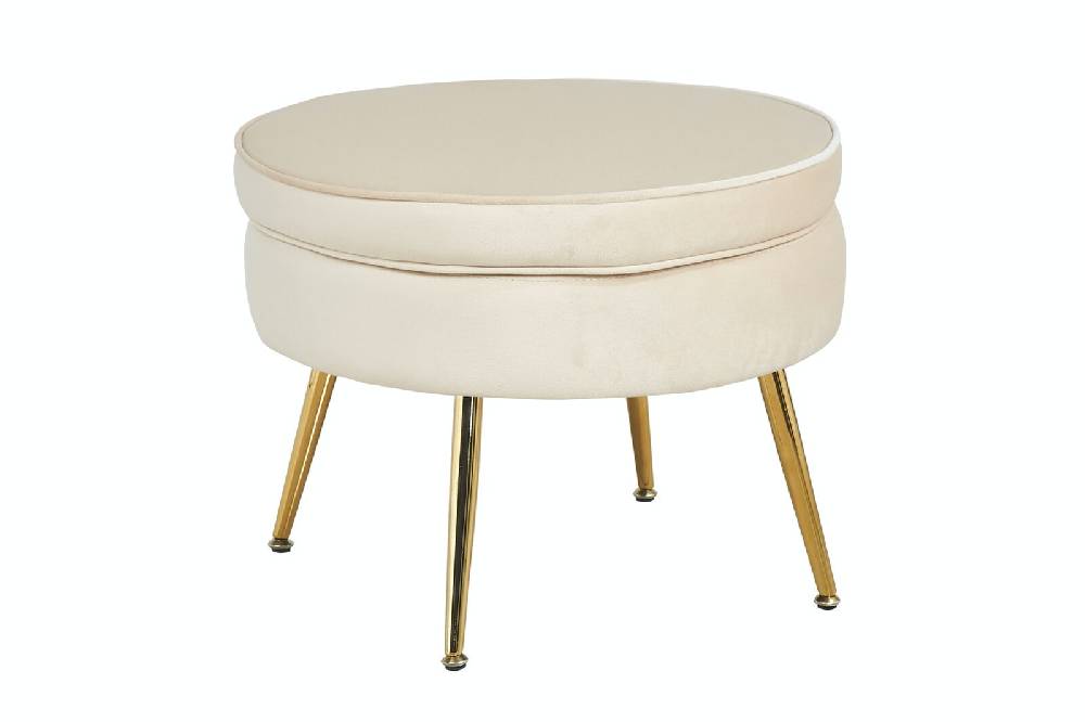 Salesfever Sitzpouf Beige rund aus Samt Arielle Flash Sale