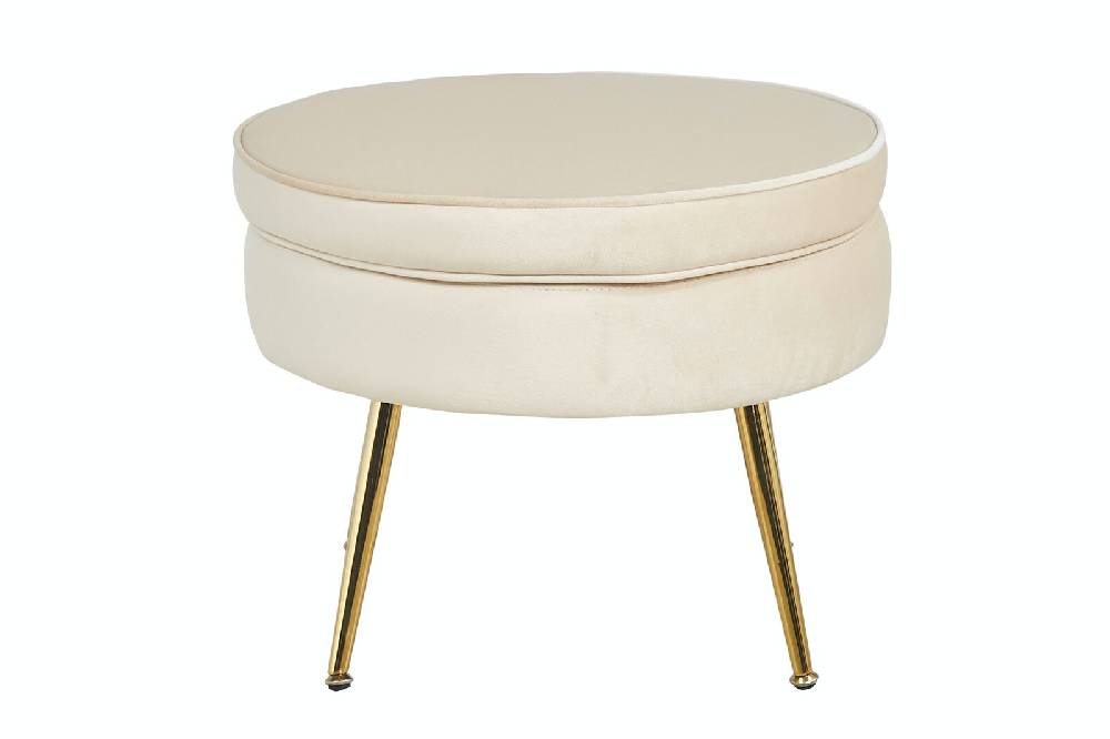 Salesfever Sitzpouf Beige rund aus Samt Arielle Flash Sale