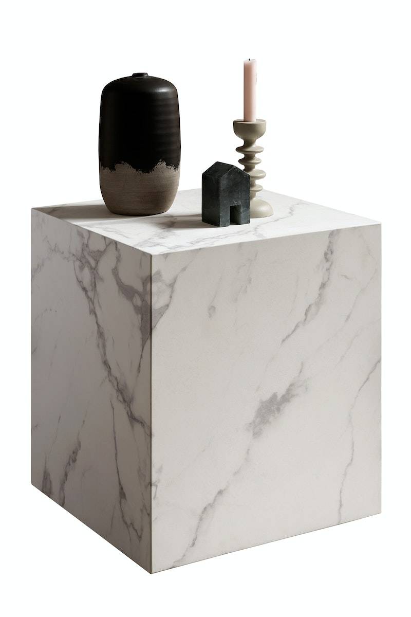 Salesfever Beistelltisch Weiß 45x45 cm in Marmoroptik Dallas Begrenztes Angebot