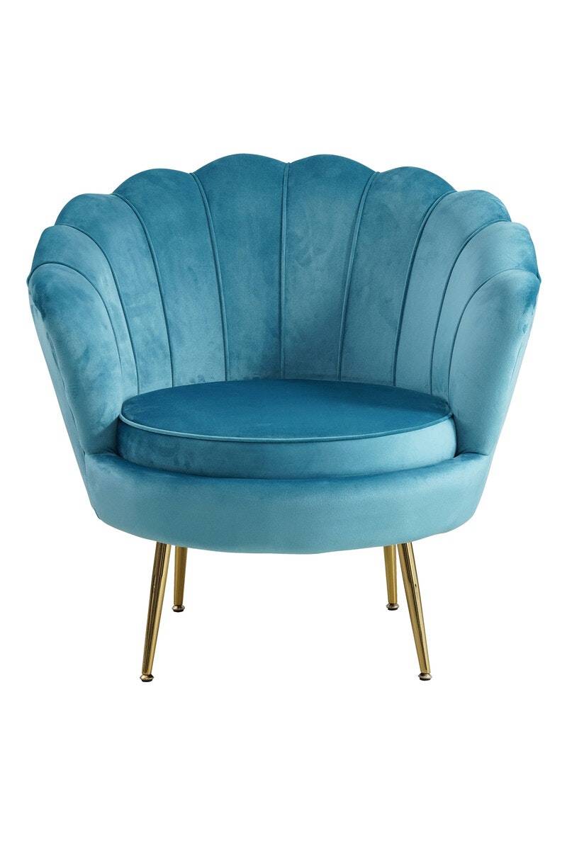 Salesfever Muschelsessel Blau aus Samt Arielle Online Shopping