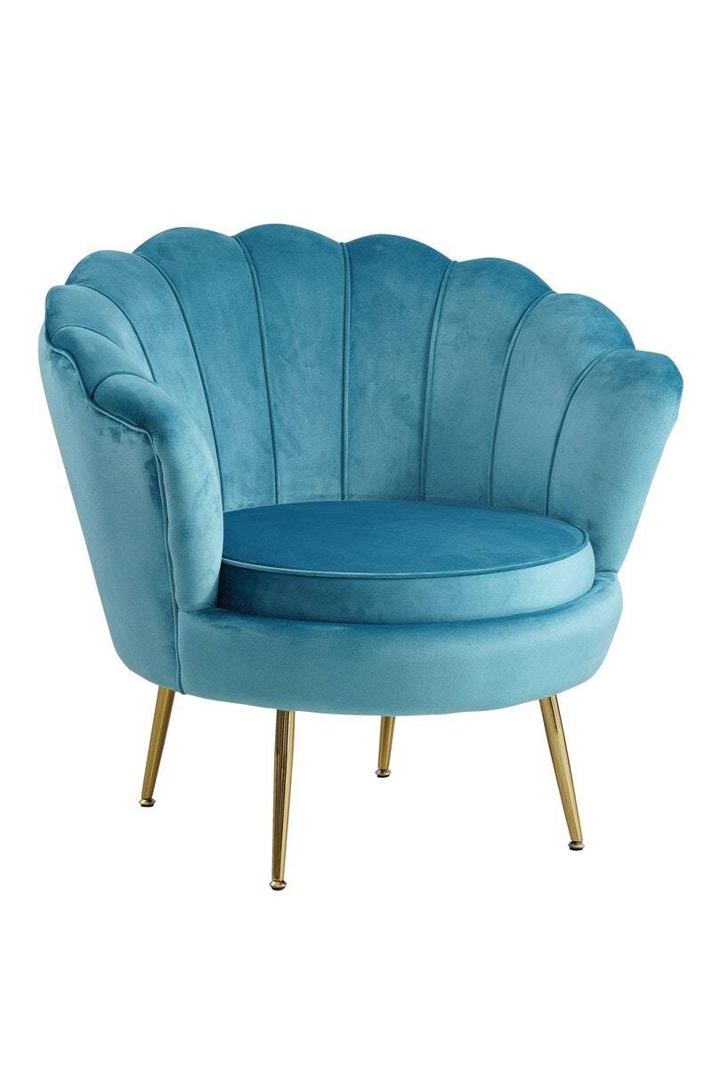 Salesfever Muschelsessel Blau aus Samt Arielle Online Shopping