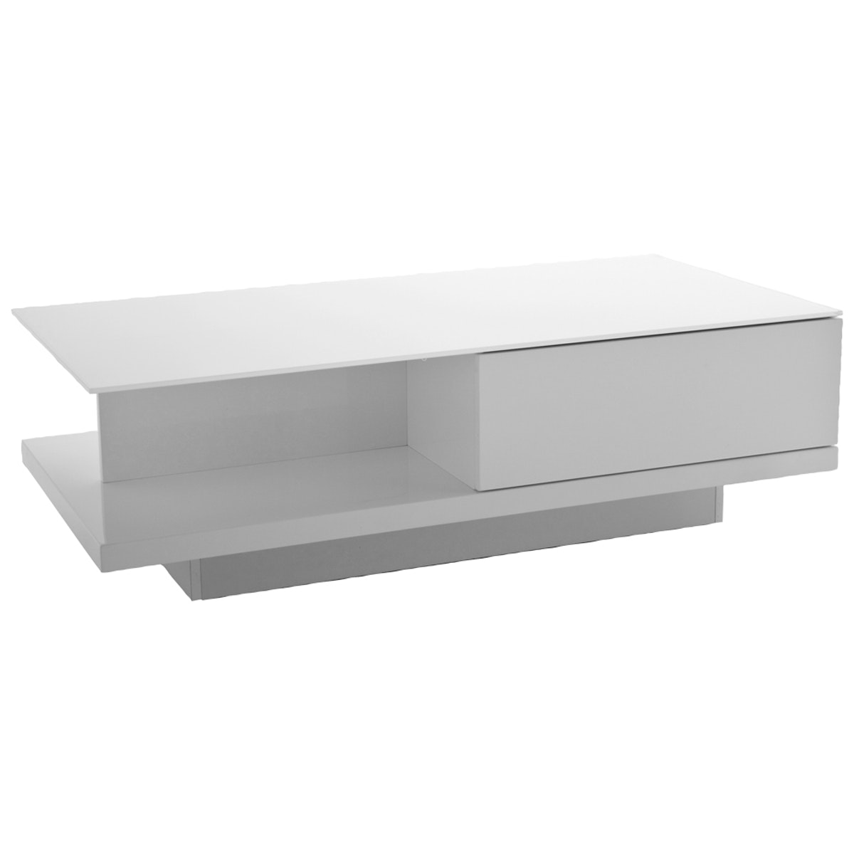Salesfever Couchtisch weiß 120x60 cm Holz Glas mit Schublade Clara Exklusivangebot
