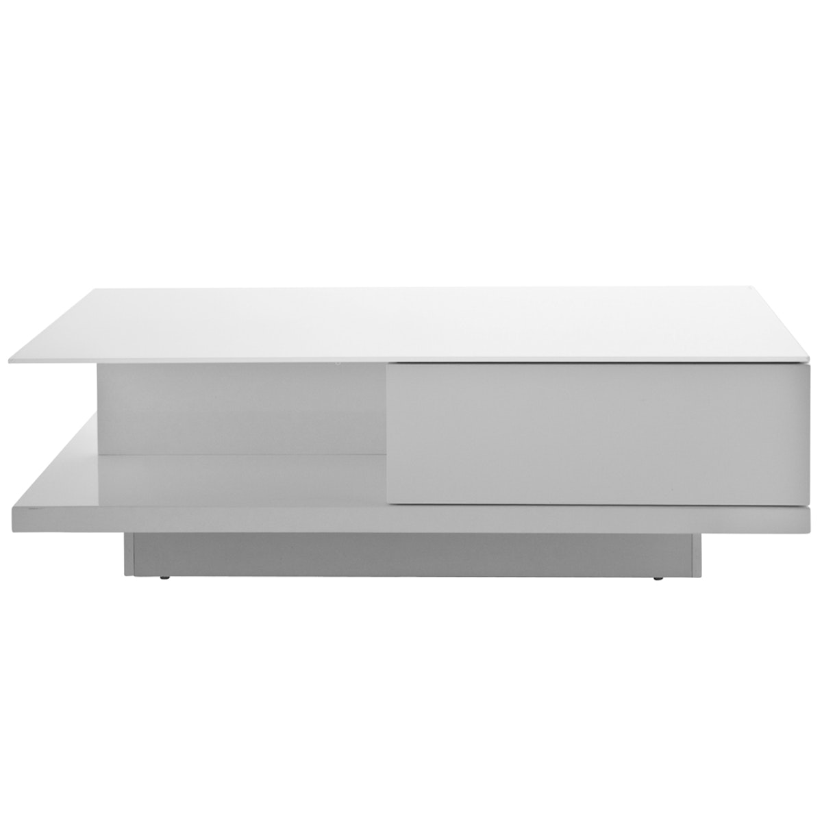 Salesfever Couchtisch weiß 120x60 cm Holz Glas mit Schublade Clara Exklusivangebot