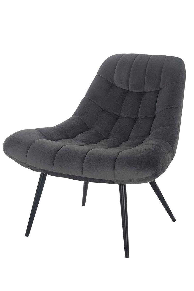 Salesfever Loungesessel silbergrau XXL-Sitzfläche Steppung Samt Metall schwarz CHICAGO Preisnachlass
