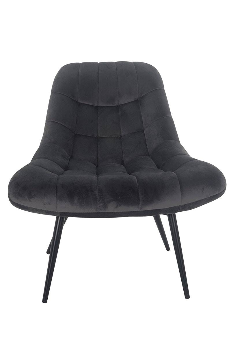 Salesfever Loungesessel silbergrau XXL-Sitzfläche Steppung Samt Metall schwarz CHICAGO Preisnachlass