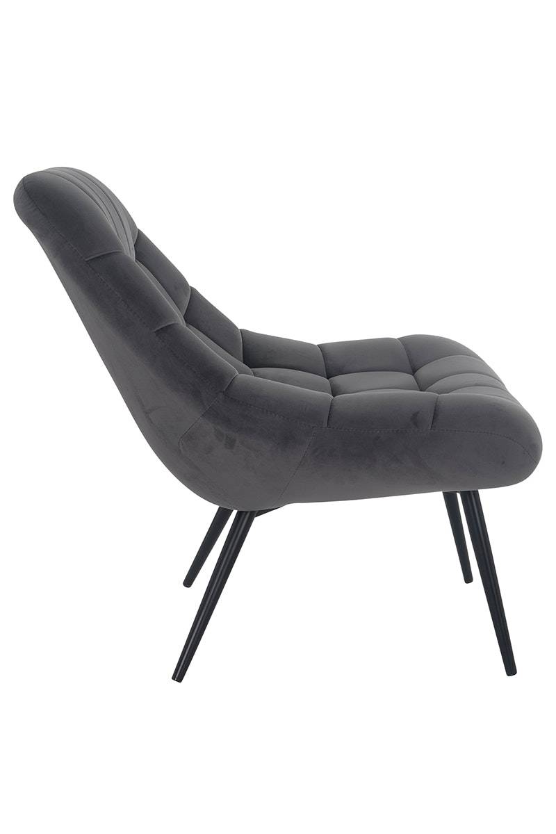 Salesfever Loungesessel silbergrau XXL-Sitzfläche Steppung Samt Metall schwarz CHICAGO Preisnachlass