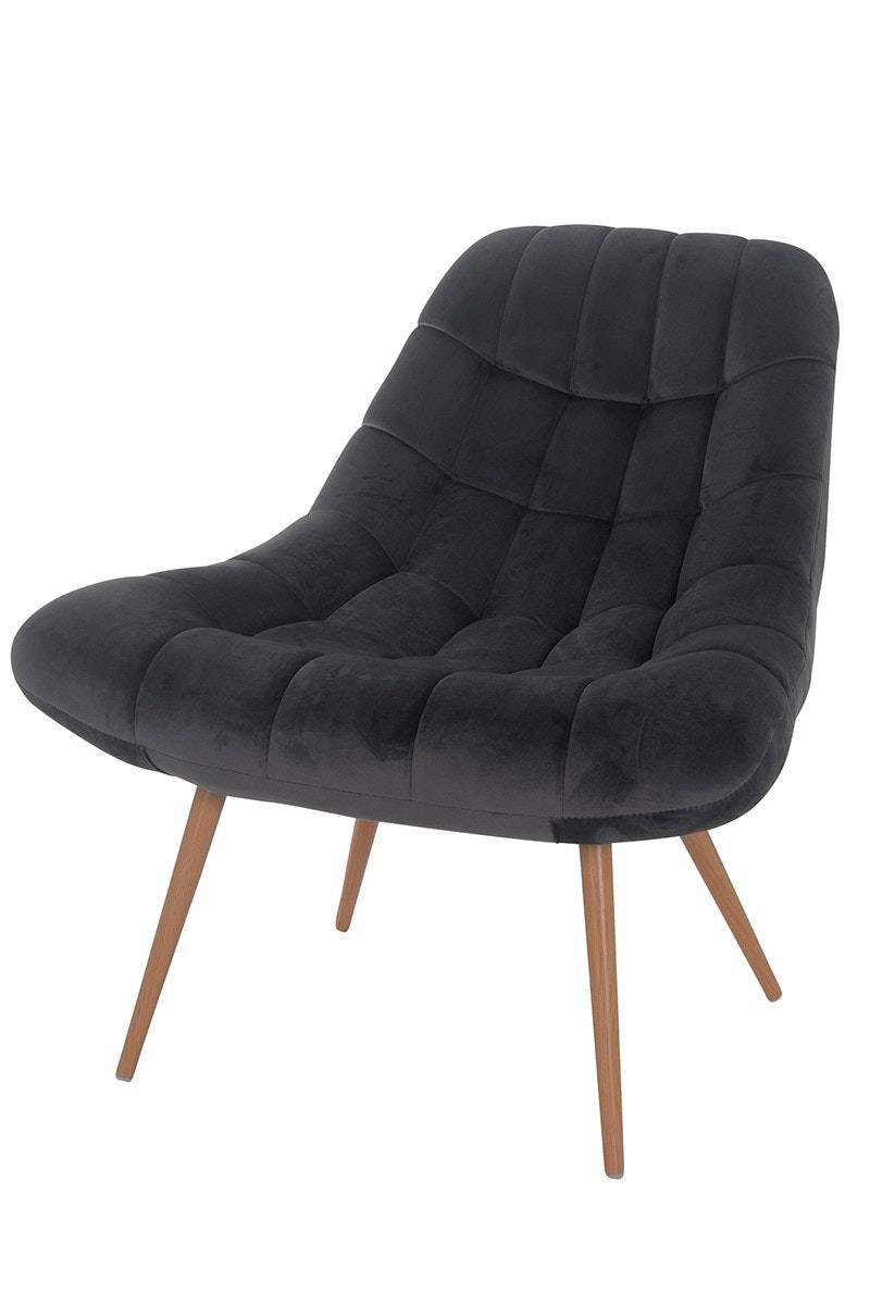 Salesfever Loungesessel silbergrau XXL-Sitzfläche Steppung Samt Metall Holzoptik CHICAGO Black Friday