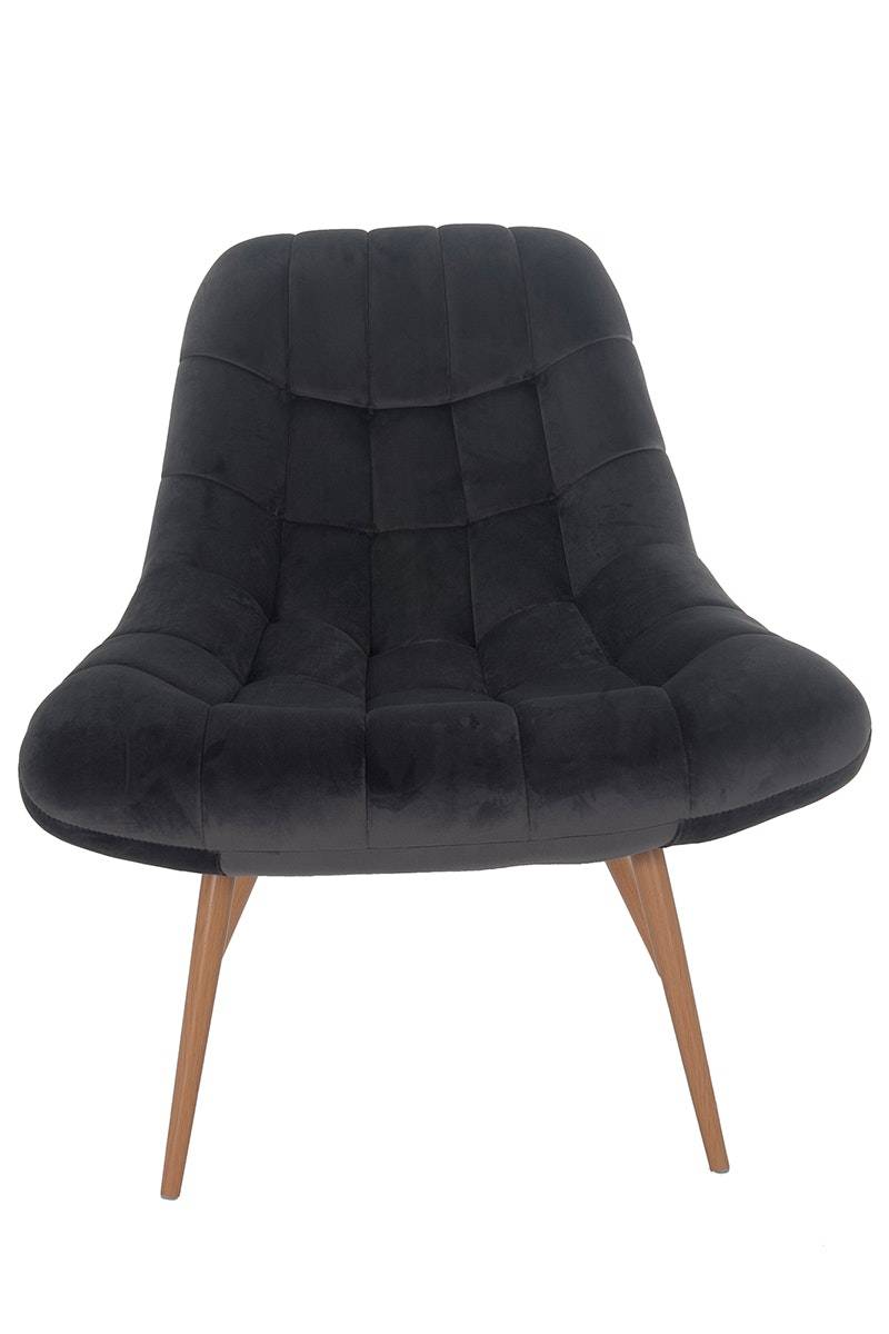 Salesfever Loungesessel silbergrau XXL-Sitzfläche Steppung Samt Metall Holzoptik CHICAGO Black Friday