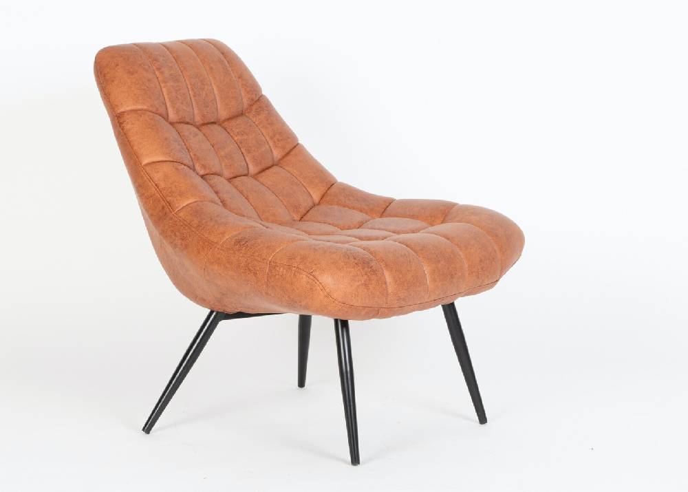 Salesfever Loungesessel Hellbraun XXL-Sitzfläche Steppung Kunstleder Metall schwarz Chicago Cyber Monday