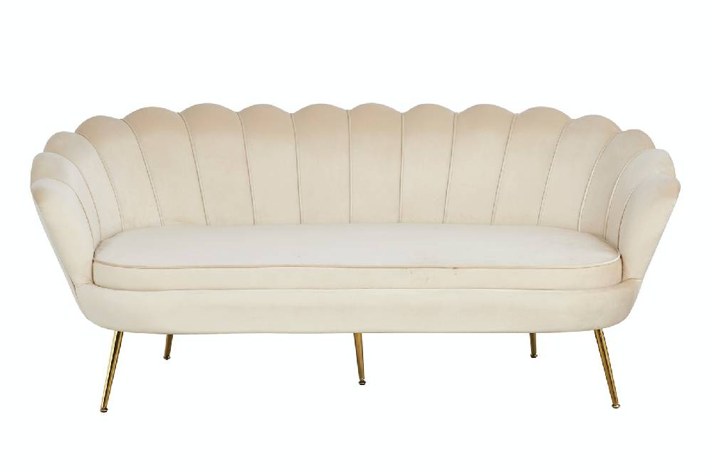 Salesfever Muschelsofa Beige 3-Sitzer aus Samt Arielle Muttertagsangebot