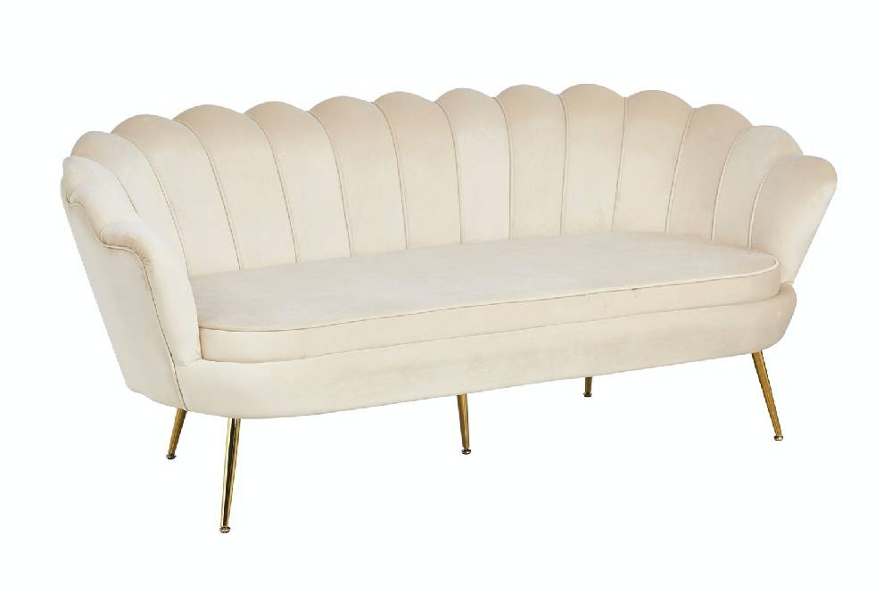 Salesfever Muschelsofa Beige 3-Sitzer aus Samt Arielle Muttertagsangebot