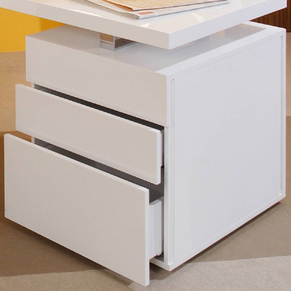 Salesfever Schreibtisch 140 x 70 cm White Line mit Container Günstiger Verkauf