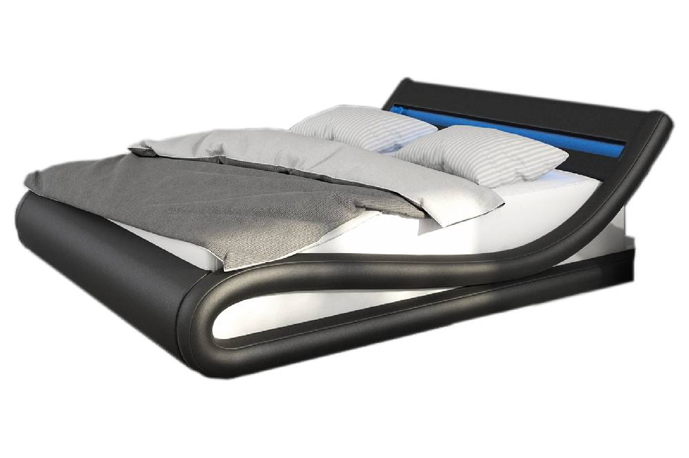 Salesfever Polsterbett 180x200 cm schwarz weiß Doppelbett LED Beleuchtung BELLUGIA Günstig kaufen