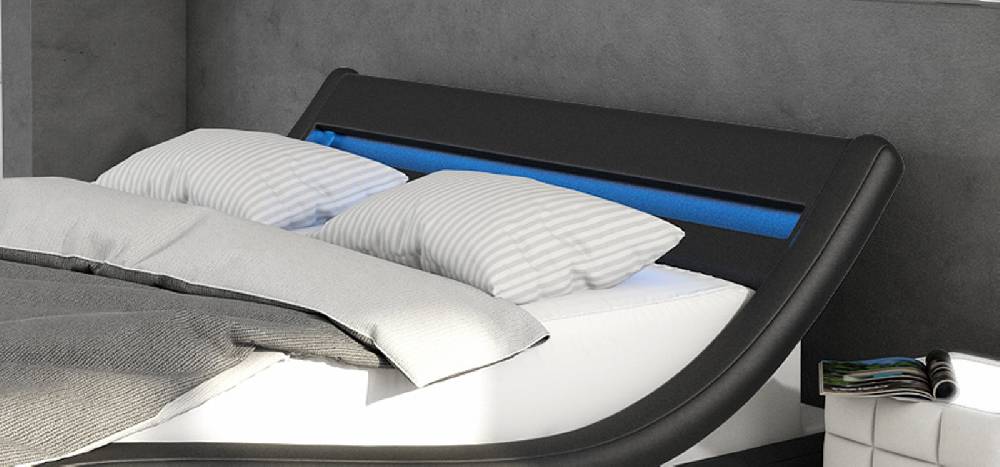 Salesfever Polsterbett 180x200 cm schwarz weiß Doppelbett LED Beleuchtung BELLUGIA Günstig kaufen