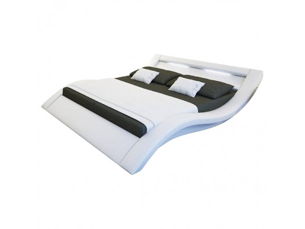 Salesfever Polsterbett 140x200 cm weiß Doppelbett LED Beleuchtung LOOK Flash Sale