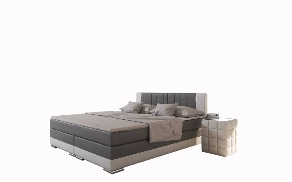 Salesfever Boxspringbett 180x200 cm grau weiß Hotelbett LED SUNG Begrenztes Angebot