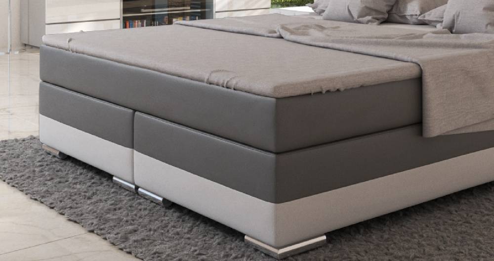 Salesfever Boxspringbett 180x200 cm grau weiß Hotelbett LED SUNG Begrenztes Angebot