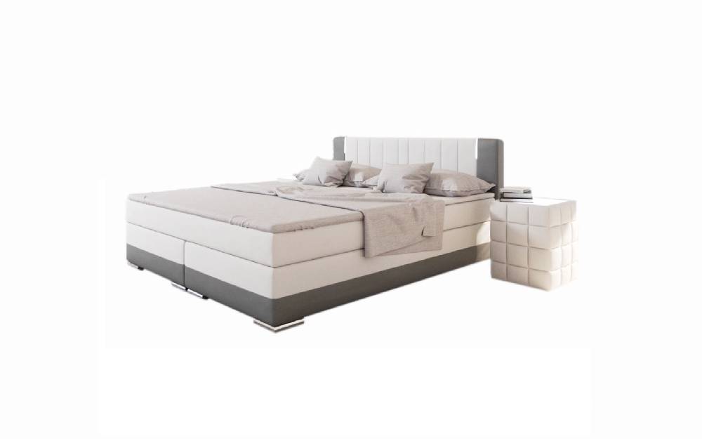 Salesfever Boxspringbett 180x200 cm weiß grau Hotelbett LED SUNG Online Shopping