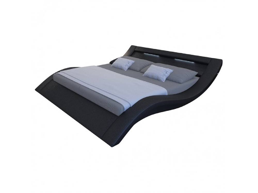 Salesfever Polsterbett 180x200 cm schwarz Doppelbett LED Beleuchtung LOOK Exklusivangebot