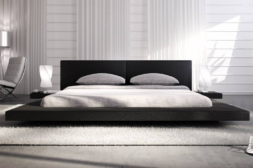 Salesfever Polsterbett 140x200 cm schwarz Doppelbett LED PEARL Saisonschlussverkauf