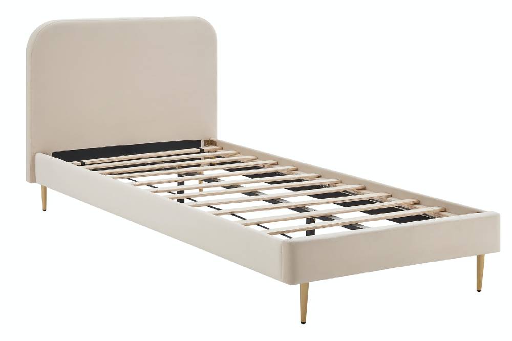 Salesfever Polsterbett Beige mit Samtbezug 90x200 cm Copenhagen Weihnachtsangebot
