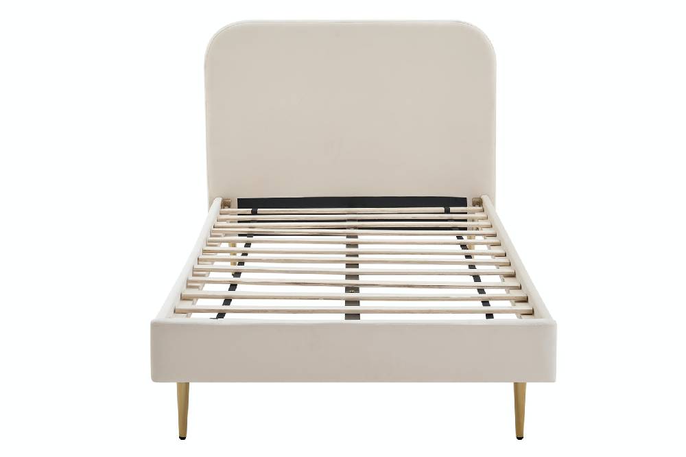 Salesfever Polsterbett Beige mit Samtbezug 90x200 cm Copenhagen Weihnachtsangebot