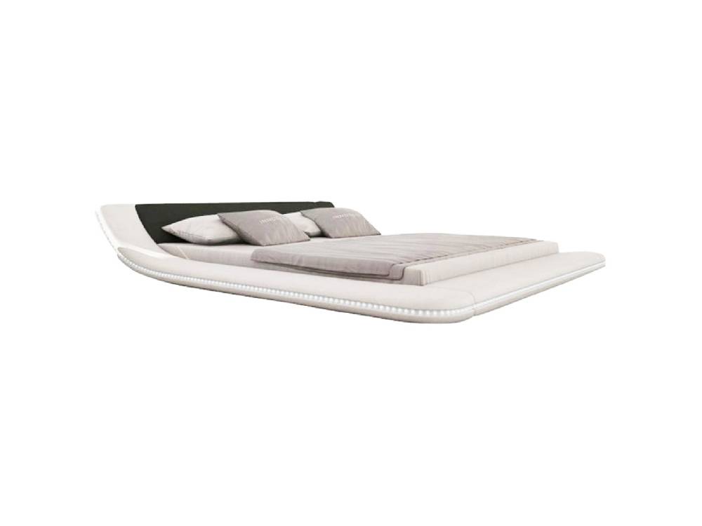 Salesfever Polsterbett 180x200 cm weiß schwarz Doppelbett LED CUSTO Lagerräumung