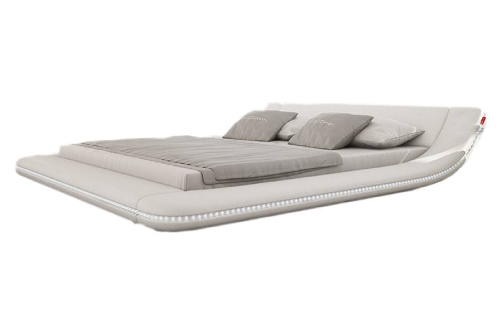 Salesfever Polsterbett 140x200 cm weiß Doppelbett LED Beleuchtung CUSTO Heißer Verkauf