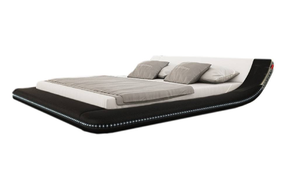 Salesfever Polsterbett 180x200 cm schwarz weiß Doppelbett LED CUSTO Neueste Mode