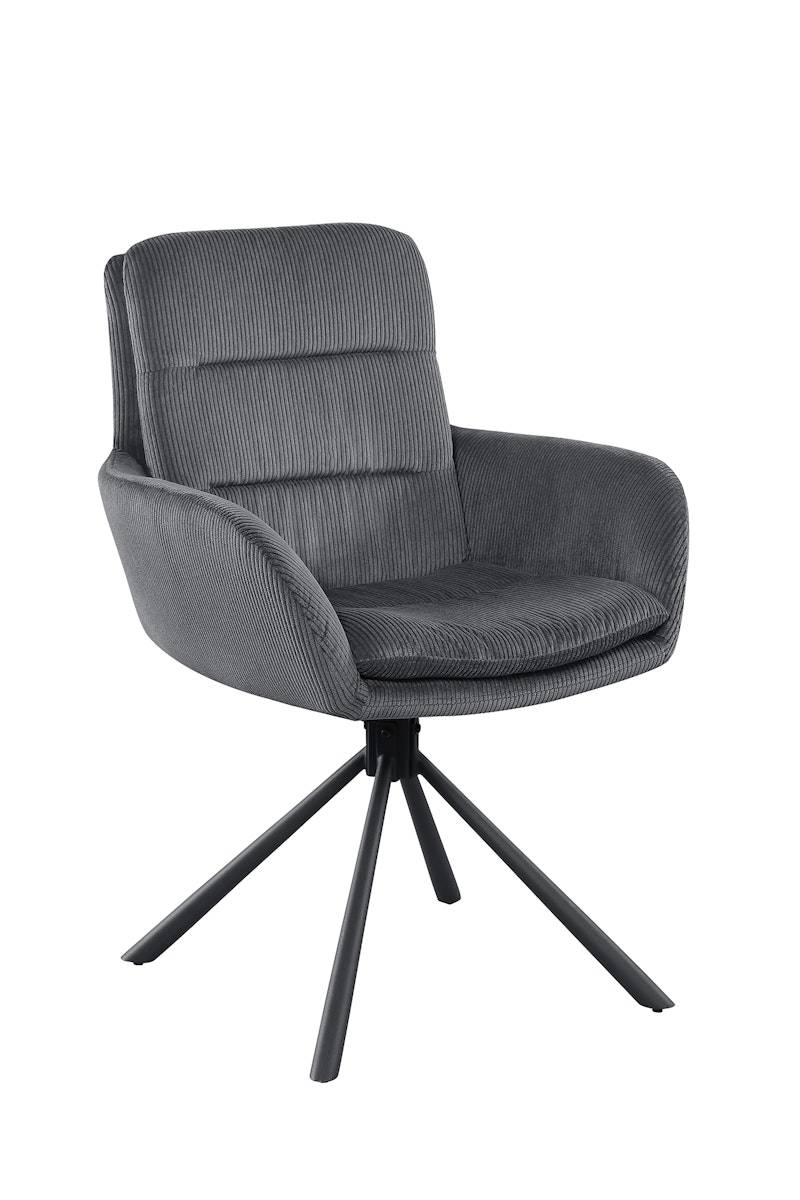 Salesfever Armlehnstuhl in Cord-Optik Dunkelgrau Faye Exklusive Angebote