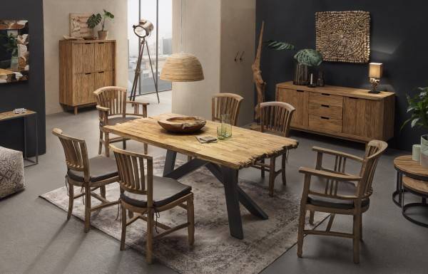 ﻿Sit Möbel 2-Satz-Tisch (ROMANTEAKA) 07996-39 (Gestell schwarz, Platte natur) Lagerräumung