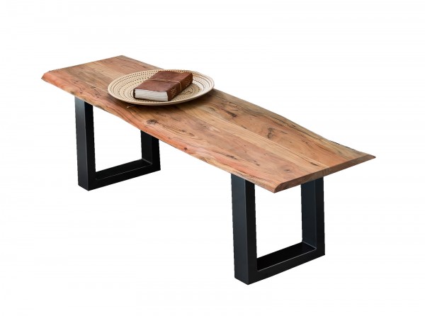 Sit Möbel Bank 150 cm, natur, Gestell schwarz (TABLES & CO) 07101-99 (Platte natur, lackiert und gewachst, 50% Rabatt mit kostenlosem Versand