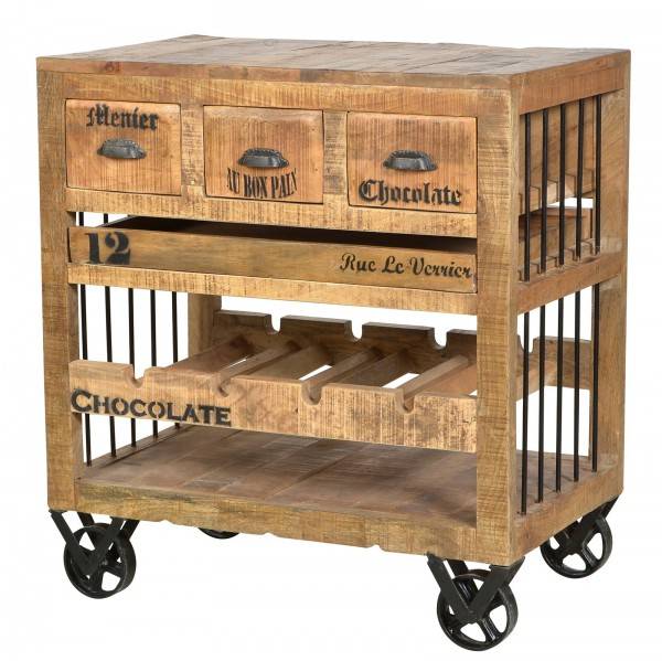 Sit Möbel Wein-Kommode (RUSTIC) 01987-04 (natur antik mit antikschwarzen Beschlägen) Schlussverkauf
