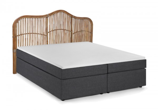 Sit Möbel Boxspringbett mit Rattan-Kopfteil (THIS & THAT) 18006-00 (dunkelgrau, natur) Sonderangebote