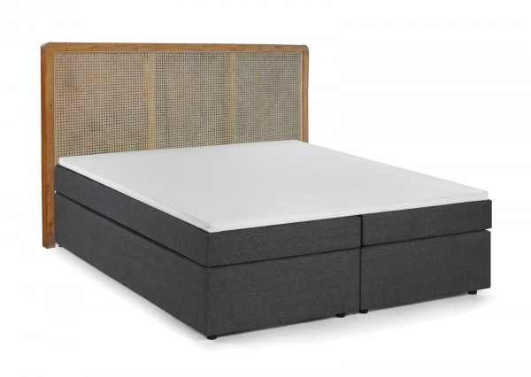 Sit Möbel Boxspringbett mit Rattan-Kopfteil (THIS & THAT) 18006-01 (dunkelgrau, natur) Riesige Ersparnisse