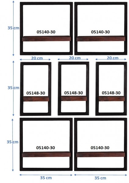Sit Möbel Wandregal-Set, 7-teilig (ALMIRAH) 05100-20 (braun, schwarz) Günstiger Verkauf