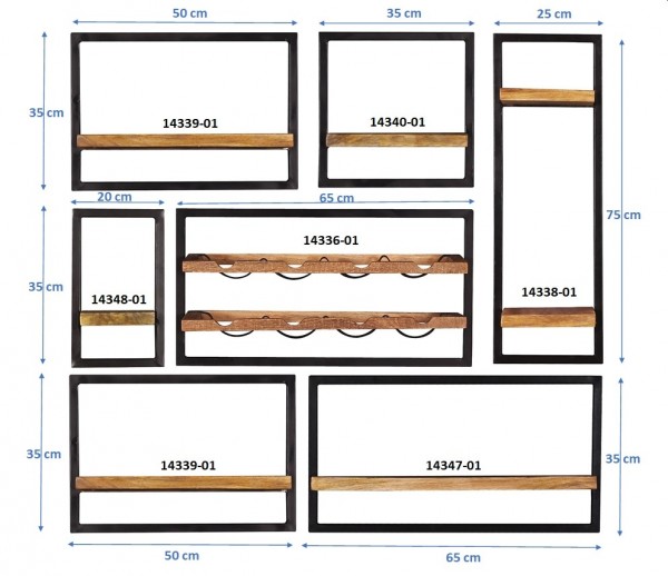 Sit Möbel Wandregal-Set, 7-teilig (SIDNEY) 14300-02 (natur, schwarz) Fabrikpreis