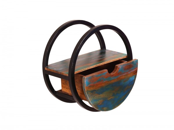 Sit Möbel Wandregal, rund mit 1 Schublade (RIVERBOAT) 09167-98 (bunt, schwarz) Cyber Monday