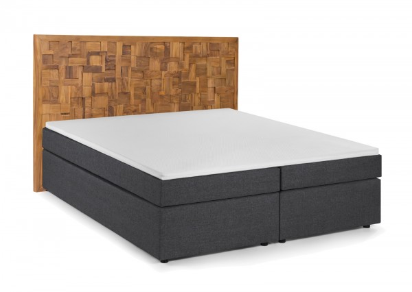 Sit Möbel Boxspringbett mit Holz-Mosaik-Kopfteil (THIS & THAT) 18006-03 (dunkelgrau, natur) im Angebot