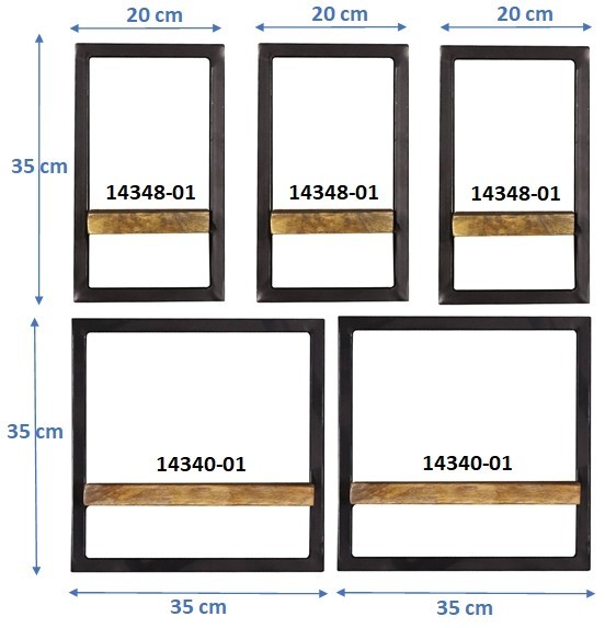 Sit Möbel Wandregal-Set, 5-teilig (SIDNEY) 14300-17 (natur, schwarz) Meist gekauft