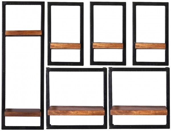 Sit Möbel Wandregal-Set, 6-teilig (PANAMA) 09200-19 (natur mit antikschwarz) Fabrik Onlineshop