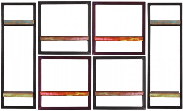 Sit Möbel Wandregal-Set, 6-teilig (RIVERBOAT) 09101-18 (bunt, schwarz) Fabrikpreis