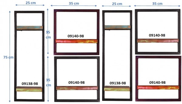 Sit Möbel Wandregal-Set, 6-teilig (RIVERBOAT) 09101-18 (bunt, schwarz) Fabrikpreis