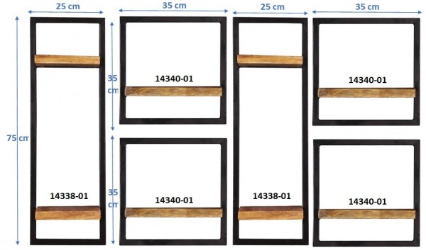 Sit Möbel Wandregal-Set, 6-teilig (SIDNEY) 14300-18 (natur, schwarz) Rabatt