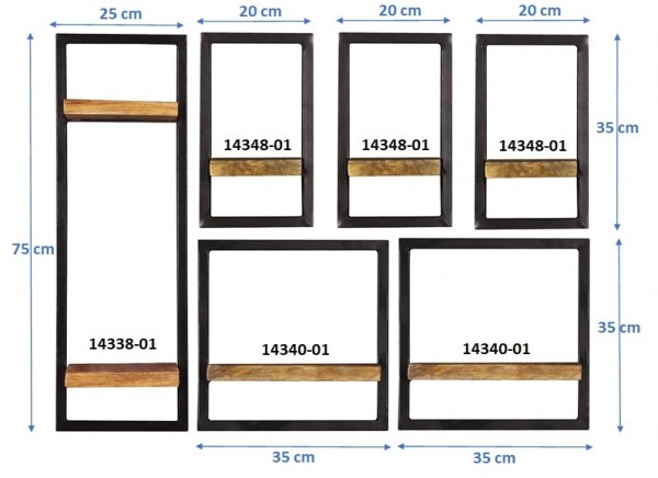 Sit Möbel Wandregal-Set, 6-teilig (SIDNEY) 14300-19 (natur, schwarz) Günstig kaufen