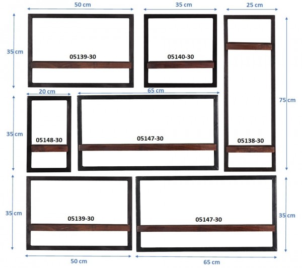 Sit Möbel Wandregal-Set, 7-teilig (ALMIRAH) 05100-05 (braun, schwarz) Großer Ausverkauf